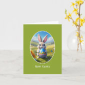 Osterhase mit Ei, Oval -  Kaart (Gele Bloem)