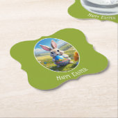 Osterhase mit Ei, Oval - Pappuntersetzer Kartonnen Onderzetters (Gekanteld)