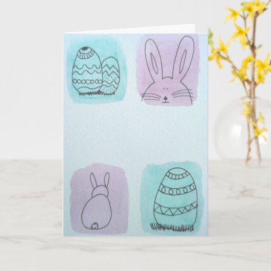 Osterhasen  kaart (Gele Bloem)