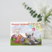 Osterkarte französische Bulldogge Postkarte Briefkaart (Staand voorkant)