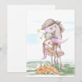 Osterkarte mit süssem Hasen und Pferd Feestdagenkaart (Voorkant / Achterkant)