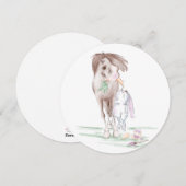 Osterkarte mit süssem Pferd und Osterhase Feestdagenkaart (Voorkant / Achterkant)