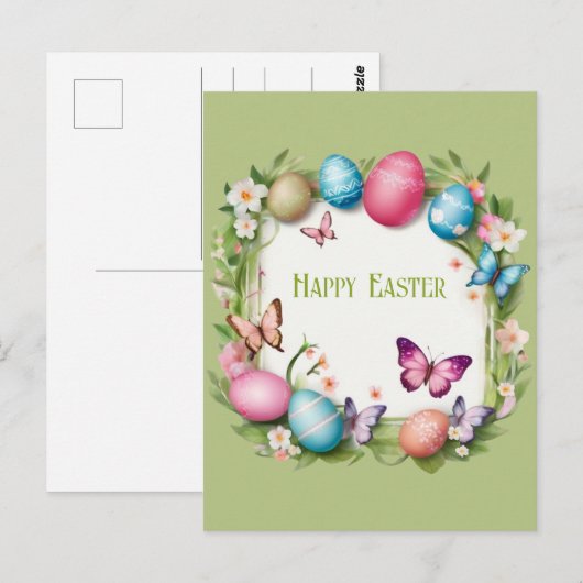 Osterkranz: Frohe Ostern -  Briefkaart (Voorkant / Achterkant)
