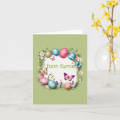 Osterkranz: Frohe Ostern -  Kaart (Gele Bloem)