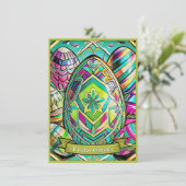 Ostermotiv farbiger Cartoon mit Ostereier 13553 (Staand voorkant)