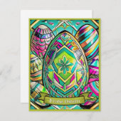 Ostermotiv farbiger Cartoon mit Ostereier 13553 (Voorkant / Achterkant)