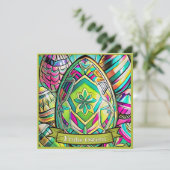 Ostermotiv farbiger Cartoon mit Ostereier 13553 (Staand voorkant)