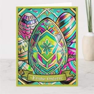 Ostermotiv farbiger Cartoon mit Ostereier 13553 Kaart