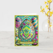 Ostermotiv farbiger Cartoon mit Ostereier 13553 Kaart (Gele Bloem)