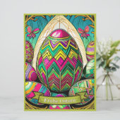 Ostermotiv farbiger Cartoon mit Ostereier 50085 (Staand voorkant)