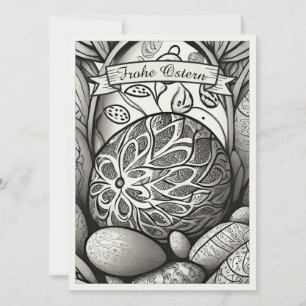 Ostermotiv monochrome Cartoon mit Ostereier 97330