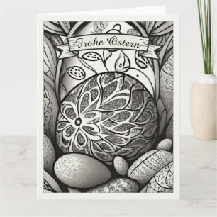Ostermotiv monochrome Cartoon mit Ostereier 97330 Kaart