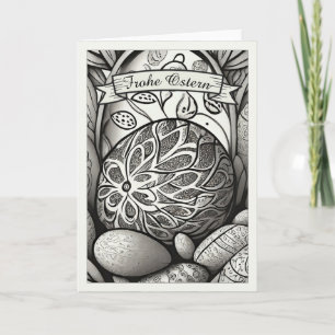 Ostermotiv monochrome Cartoon mit Ostereier 97330 Kaart
