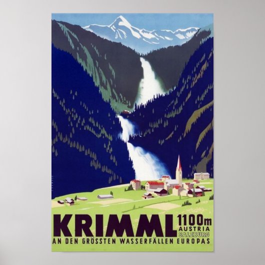 "Österreich: 2021/heute - Krimmler Wasserfälle Poster (Voorkant)