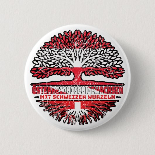 Österreich Österreichisch Schweizer Schweiz Baum Ronde Button 5,7 Cm (Voorkant)
