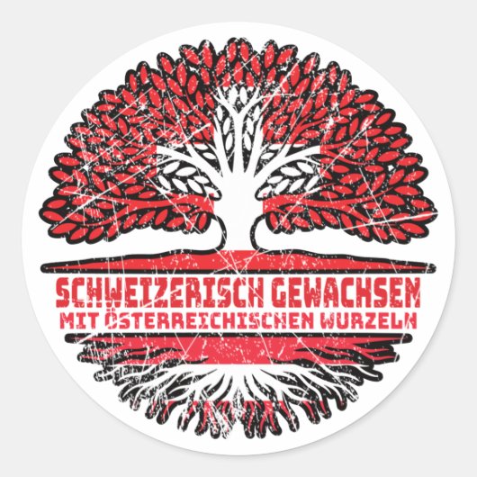 Österreich Österreichisch Schweizer Schweiz Baum Ronde Sticker (Voorkant)