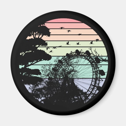 Österreich Wien Retro Prater Riesenrad Magneet (Voorkant)