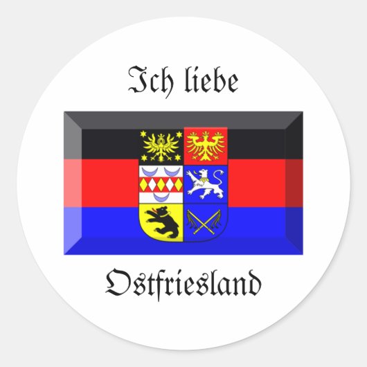 Ostfriesland Flag Gem Ronde Sticker (Voorkant)