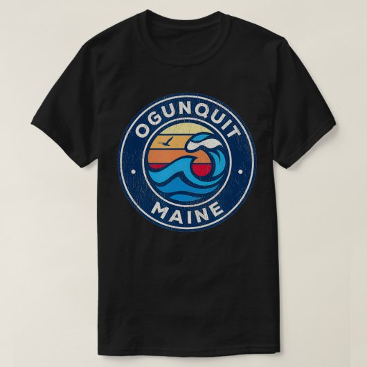 Ostop Maine ME  Nautical Waves Design T-shirt (Design voorkant)