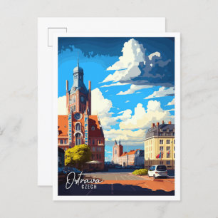 Ostrava Czech Art vintage reisillustratie Briefkaart