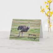 Ostrich Art Bird Schattige Pun Verjaardag Kaart (Gele Bloem)