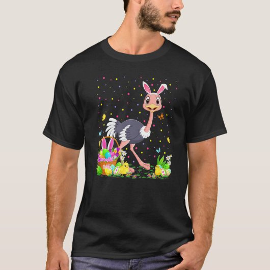 Ostrich Bird Easter Egg Hunt Bunny Ostrich Easter T-shirt (Voorkant)