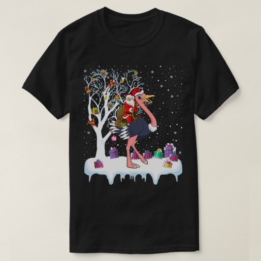 Ostrich Bird Lover Xmas Gift Santa Riding Ostrich  T-shirt (Design voorkant)