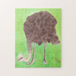 Ostrich Bird Waterverf Painting CherylsArt Puzzle Legpuzzel