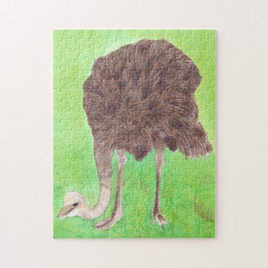 Ostrich Bird Waterverf Painting CherylsArt Puzzle Legpuzzel (Verticaal)