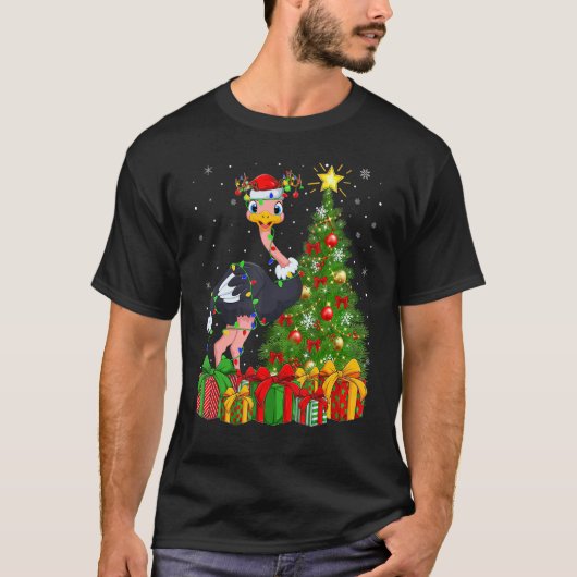 Ostrich Bird   Xmas Holiday Santa Ostrich Christma T-shirt (Voorkant)