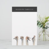 Ostrich Birds Funny Animal | Jouw namen toevoegen Briefpapier (Staand voorkant)
