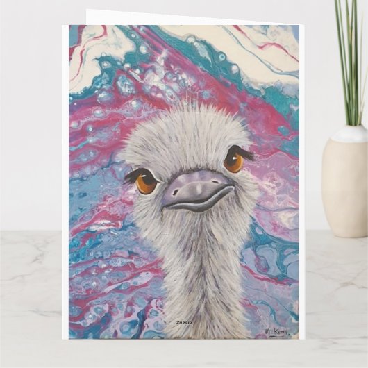 Ostrich Birthday Kaart (Achterkant)