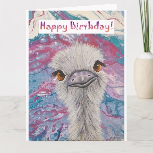 Ostrich Birthday Kaart (Voorkant)
