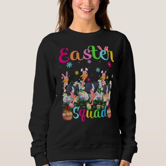 Ostrich Bunny Ear Easter Squad Ostrich Bird Happy Trui (Voorkant)