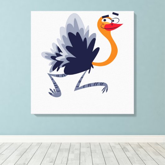 Ostrich Canvas Print (Insitu (Houten vloer))