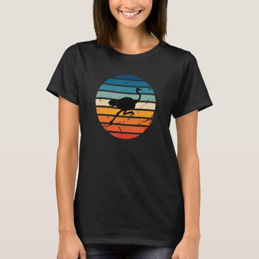 Ostrich Circle Retro Sunset Nostr T-shirt (Voorkant)