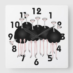 Ostrich Clock Vierkante Klok
