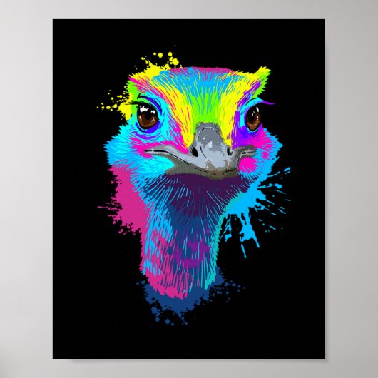 Ostrich Colorful Bird Lover Ostriches Poster (Voorkant)