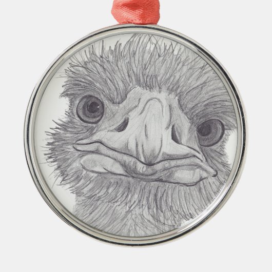 Ostrich Face Metalen Ornament (Voorkant)