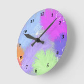 Ostrich Feathers & Flowers Wall Clock Ronde Klok (Hoek)