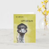 Ostrich Funny Birthday Card Kaart (Gele Bloem)