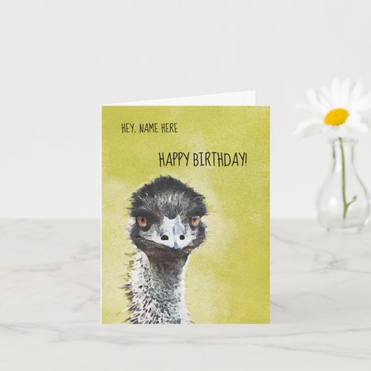 Ostrich Funny Birthday Card Kaart (Kleine Plant)
