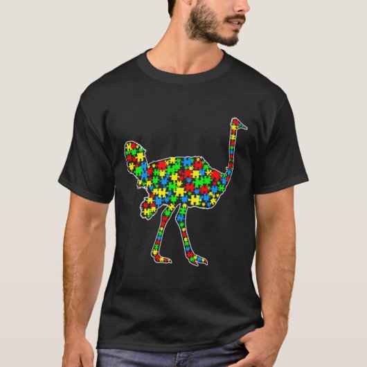 Ostrich Funny Puzzle Animals Autisme T-shirt (Voorkant)