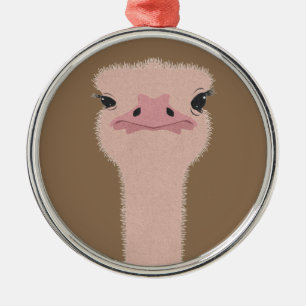 Ostrich grappig gezicht metalen ornament