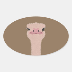 Ostrich grappig gezicht ovale sticker