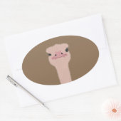 Ostrich grappig gezicht ovale sticker (Envelop)