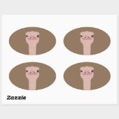 Ostrich grappig gezicht ovale sticker (Vel)