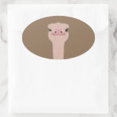 Ostrich grappig gezicht ovale sticker (Tas)