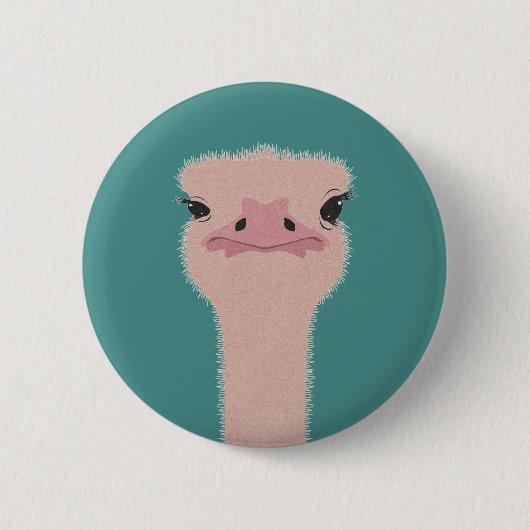Ostrich grappig gezicht ronde button 5,7 cm (Voorkant)