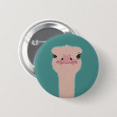 Ostrich grappig gezicht ronde button 5,7 cm (Voorkant /achterkant)